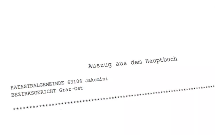 Es ist ein Ausschnitt aus einem österreichischen Grundbuchauszug zu sehen.